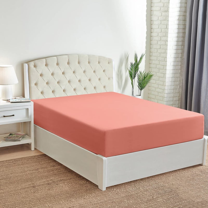 Mellanni Queen Fitted Sheet - Iconic Collection Bedding Sheets with up to 16 inch Deep Pocket - Soft & Cooling - Fade & Stain Resistant - 1 PC (Queen, Coral) - Image 3
